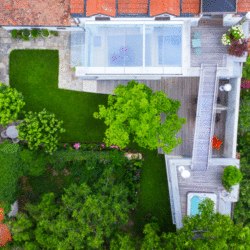 123 Glas- und Badehaus mit Pool, Luftbild 123 Glas- und Badehaus mit Pool, Luftbild